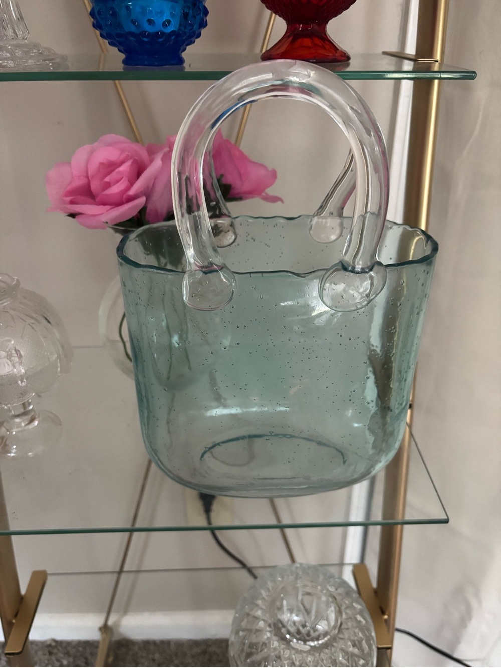 Glass handbag vase